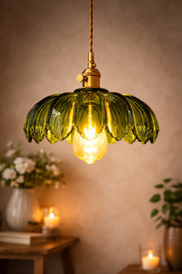 Petra Green Glass Classic 1-Light Pendant Light — view 6