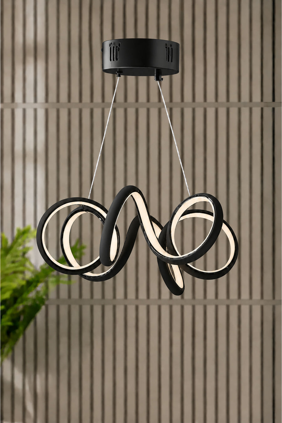 Spiral Black 1-Light Pendant Light