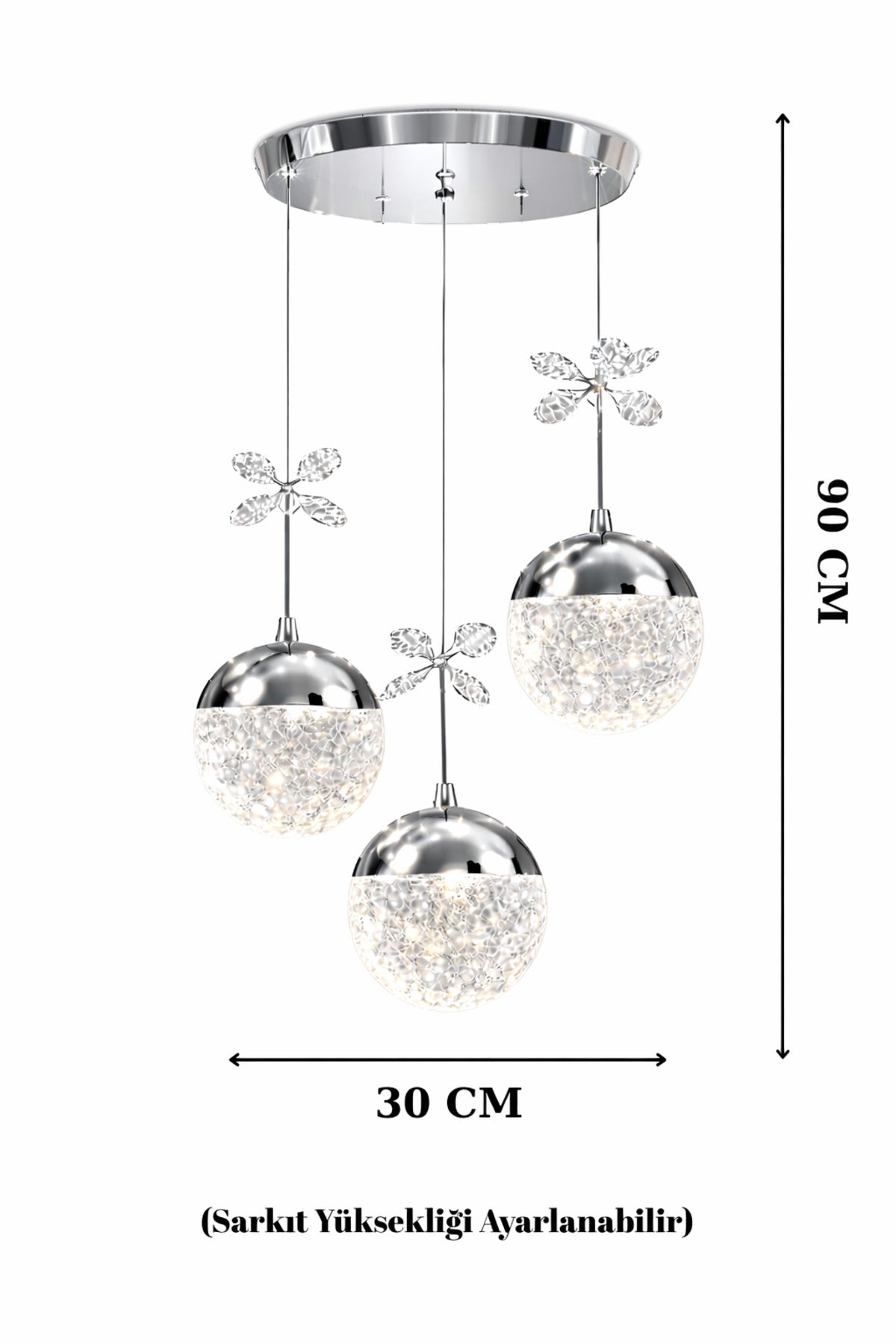 Grate Chrome 3-Light Chandelier — view 4