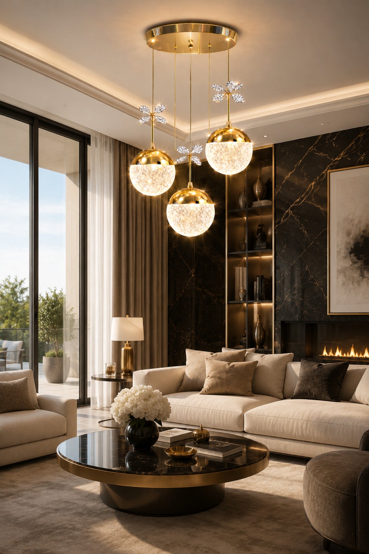 Grate Gold 3-Light Pendant Chandelier — view 8
