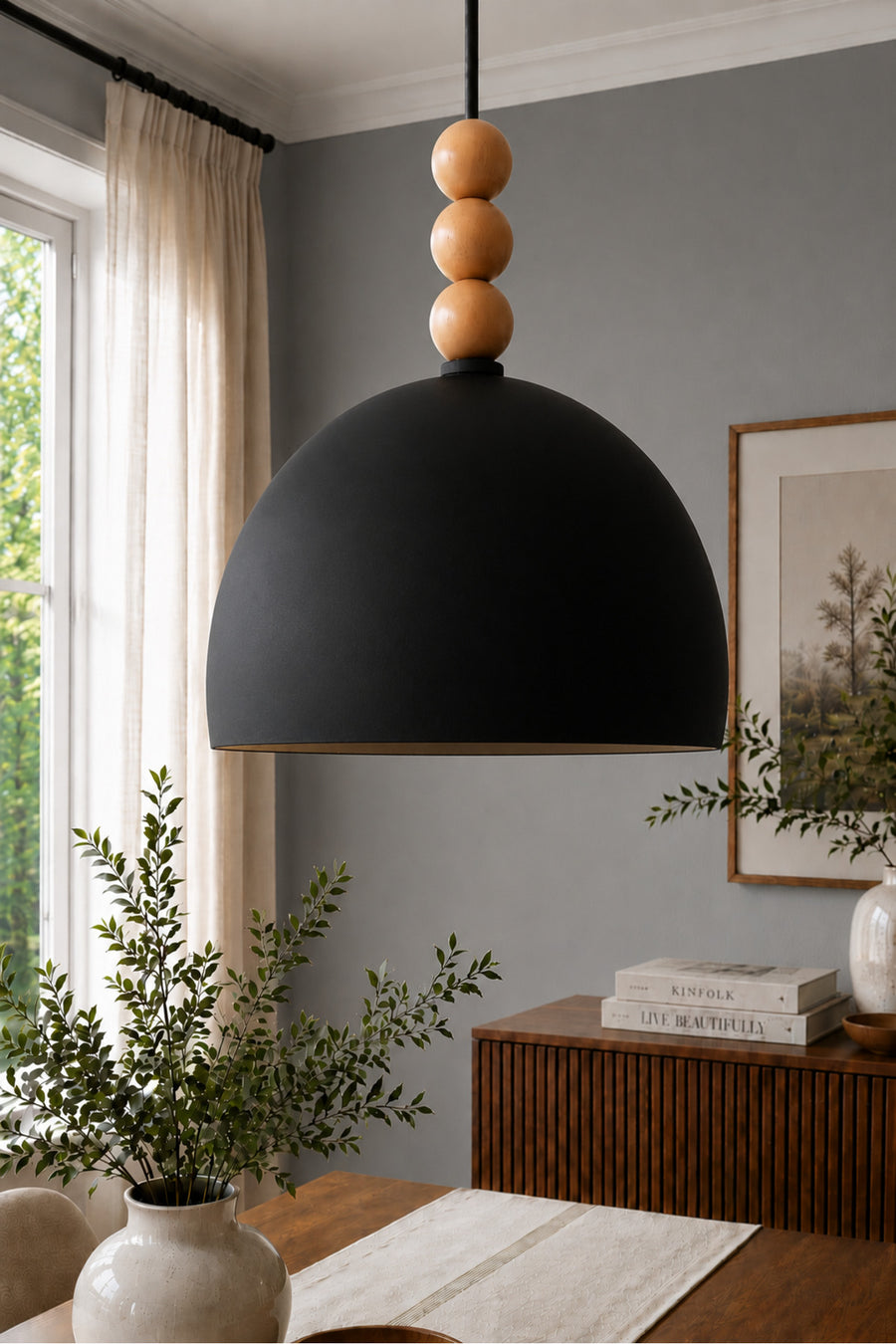 Viyana Black Rustic 1-Light Pendant Light