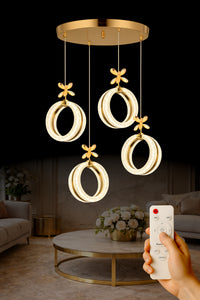 Athena Gold 4-Light Remote-Controlled Chandelier