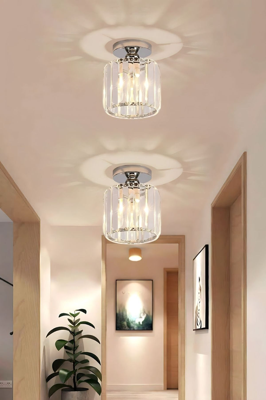 Chiaro Forte Chrome Crystal Ceiling Light
