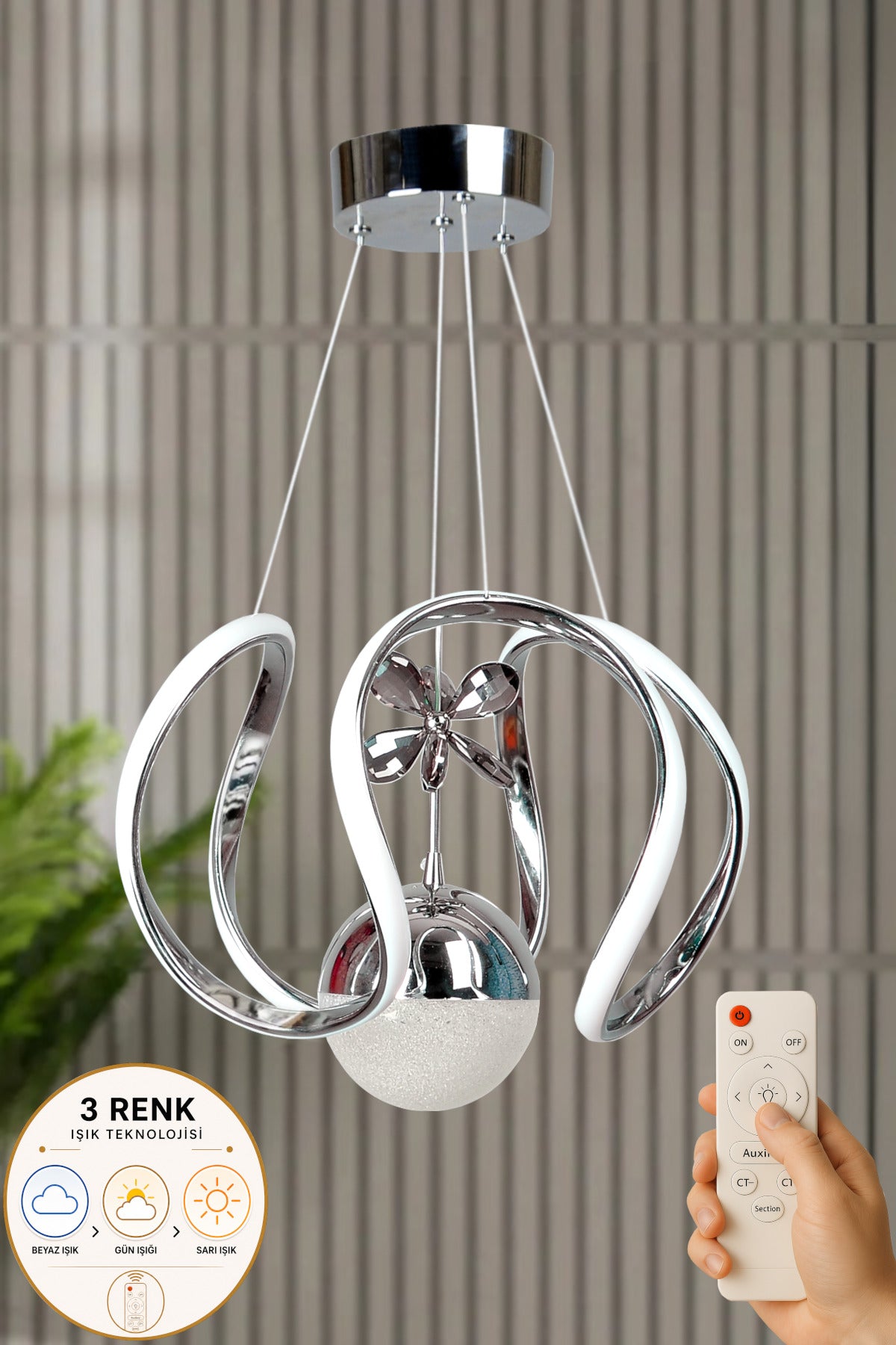 Clasy Chrome 1-Light Remote-Controlled Chandelier