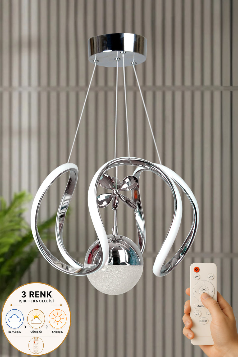 Clasy Chrome 1-Light Remote-Controlled Chandelier