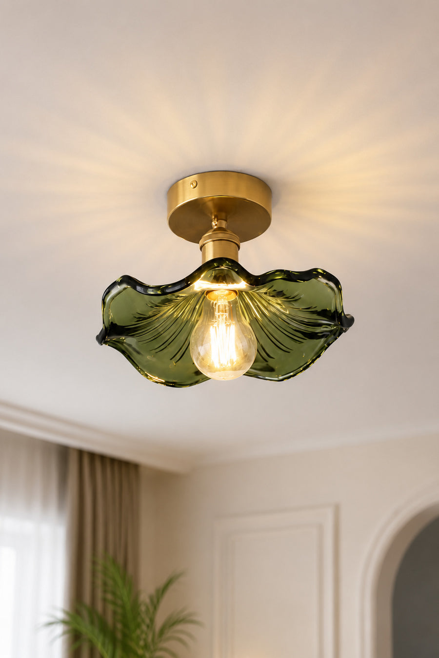 Alya Green Glass Classic 1-Light Ceiling Light