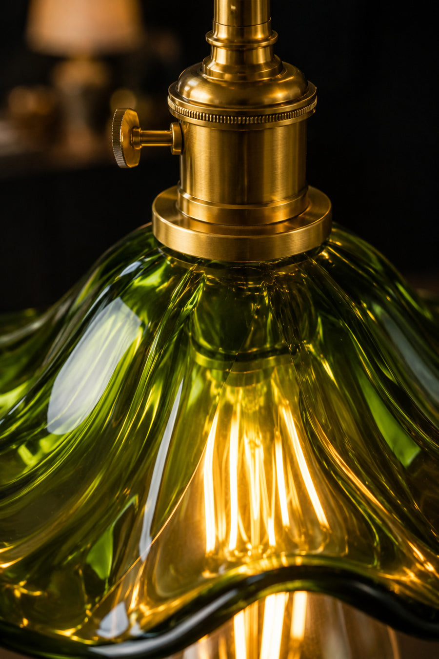 Alya Green Glass Classic 3-Light Pendant Chandelier — alternate view