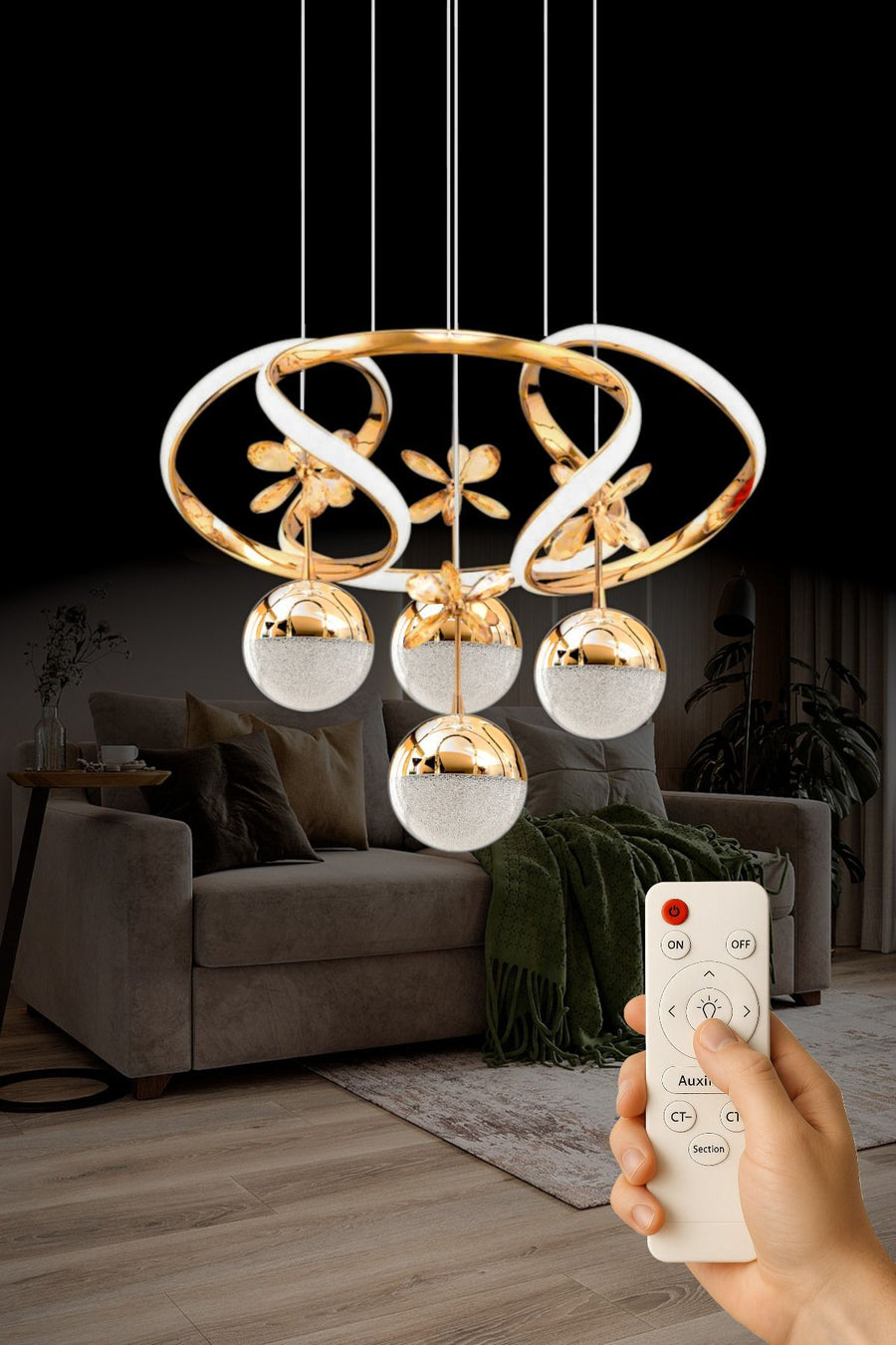 Yakamoz Gold 4-Light Chandelier