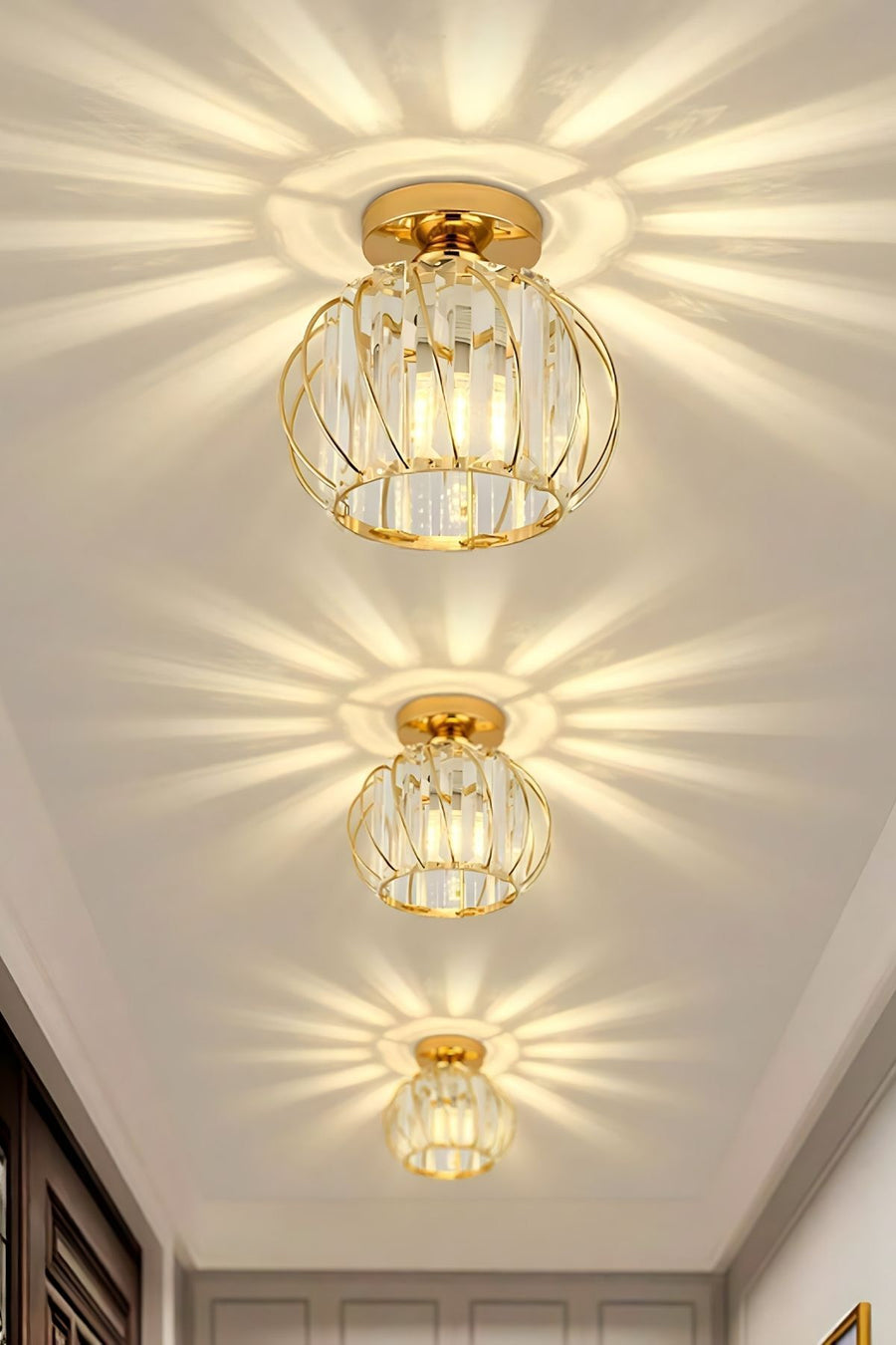Bella Luce Gold Crystal Ceiling Light