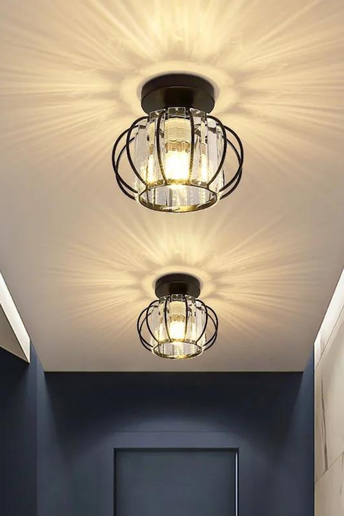 Bella Luce Black Crystal 1-Light Ceiling Light — view 7