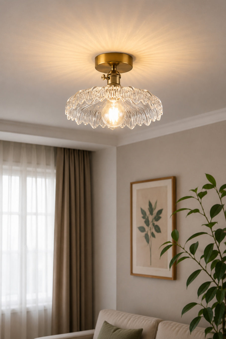 Roma Clear Glass Classic 1-Light Ceiling Light