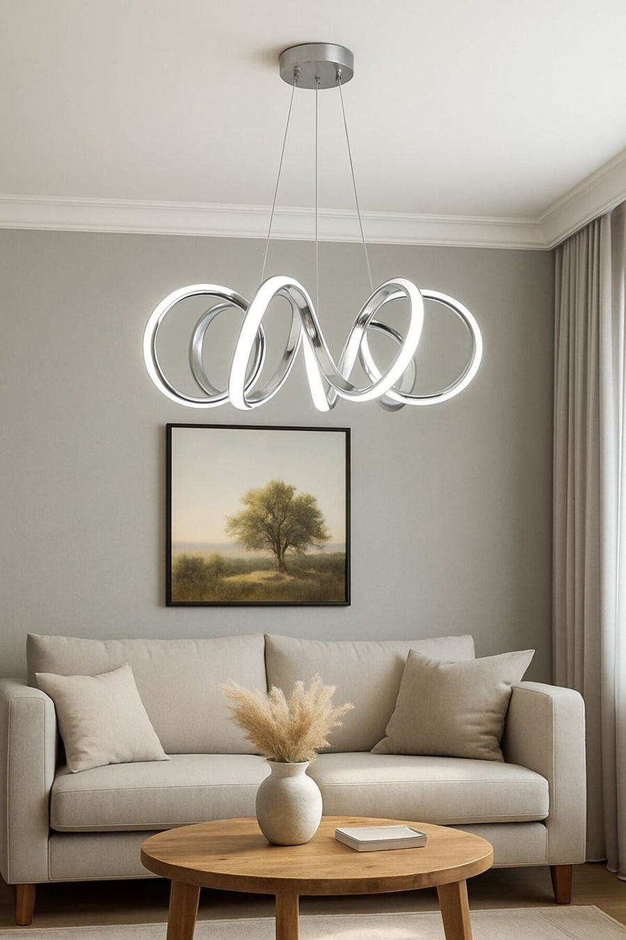 Spiral Chrome 1-Light Pendant Light