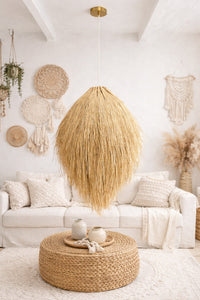 Püsküllü Beige Woven Rustic 1-Light Pendant Light — view 2