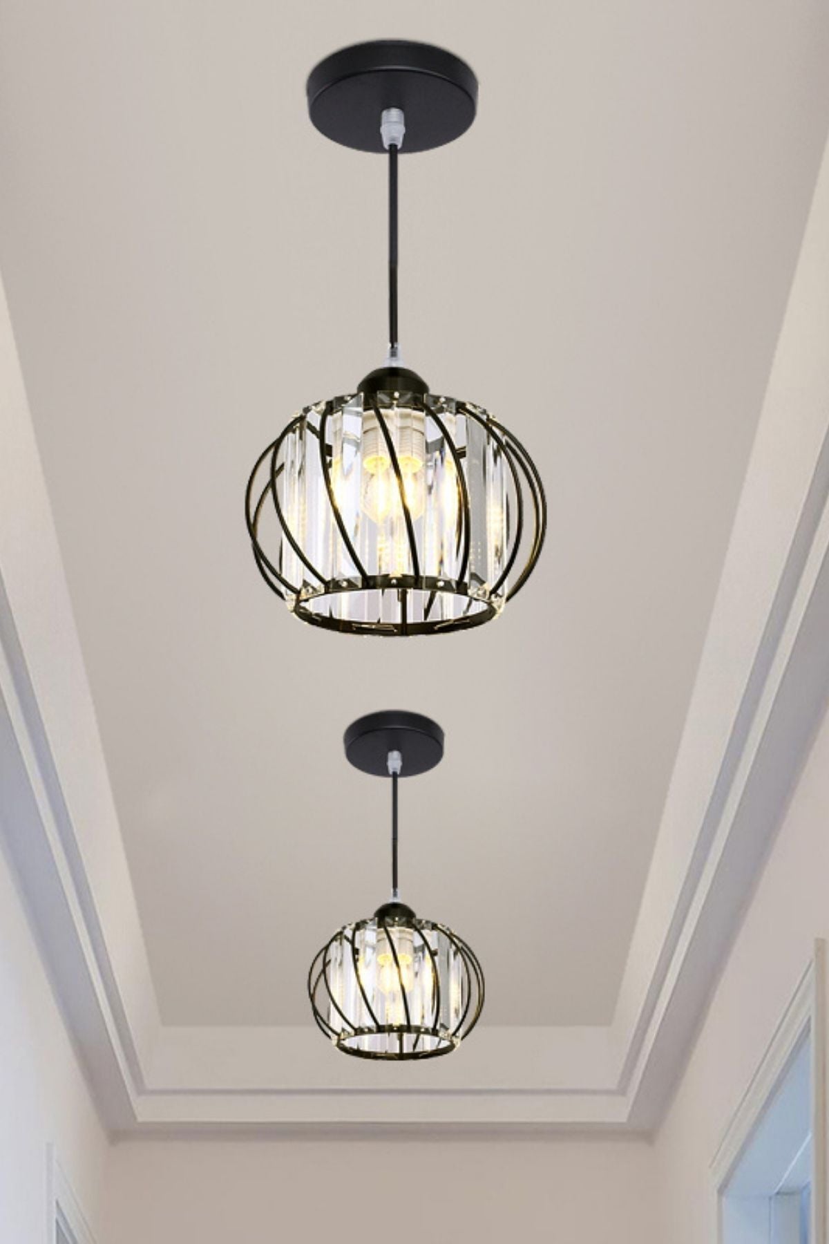 Quattro Black Crystal 1-Light Pendant Light