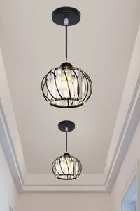 Quattro Black Crystal 1-Light Pendant Light