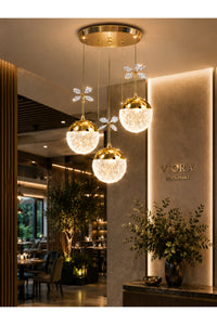 Grate Gold 3-Light Pendant Chandelier — view 7