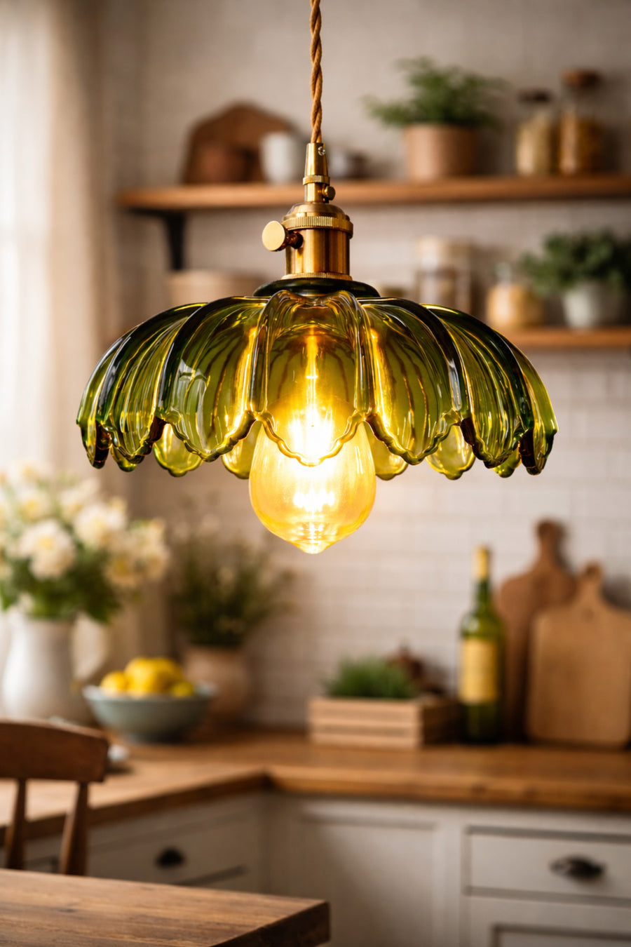 Petra Green Glass Classic 1-Light Pendant Light — alternate view