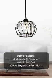 Quattro Black Crystal 1-Light Pendant Light — view 5