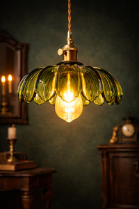Petra Green Glass Classic 1-Light Pendant Light — view 4