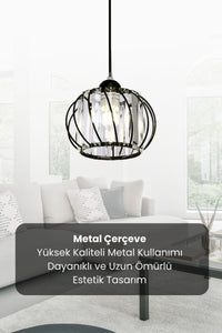 Quattro Black Crystal 1-Light Pendant Light — view 3
