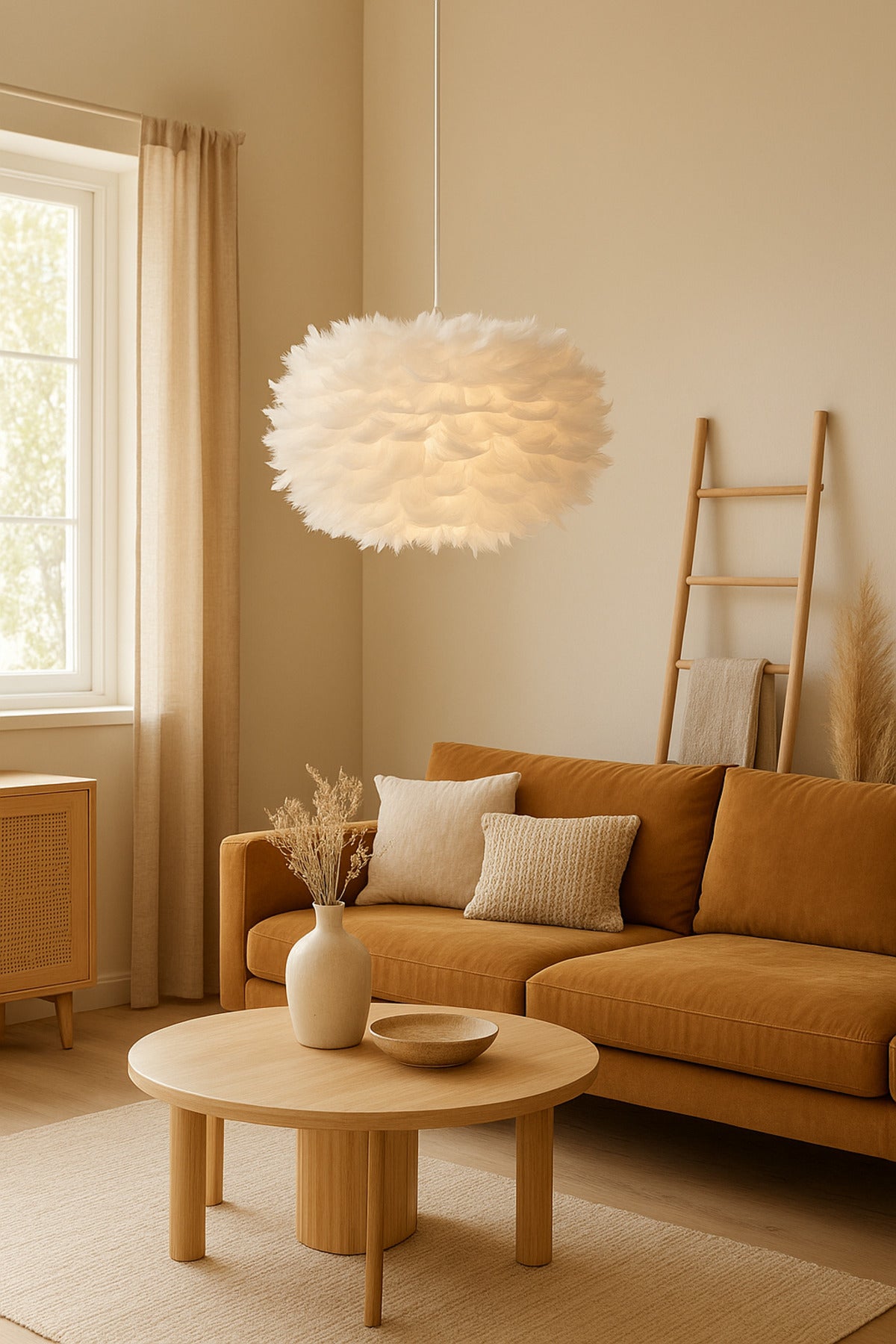 Flora White Fabric 1-Light Pendant Light — view 5