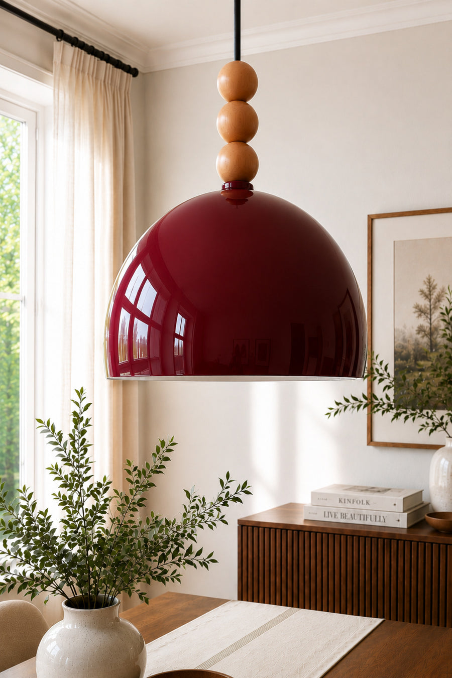 Viyana Burgundy Rustic 1-Light Pendant Light